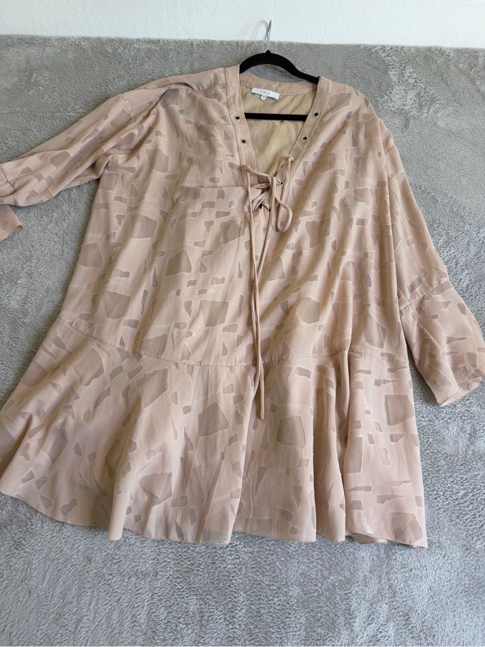 IRO Pale Pink Lace-Up Mini Dress